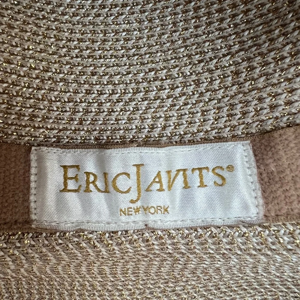 Eric Javits New York Squishee Straw Hat Gold Tan Wide Brim Buckle Packable